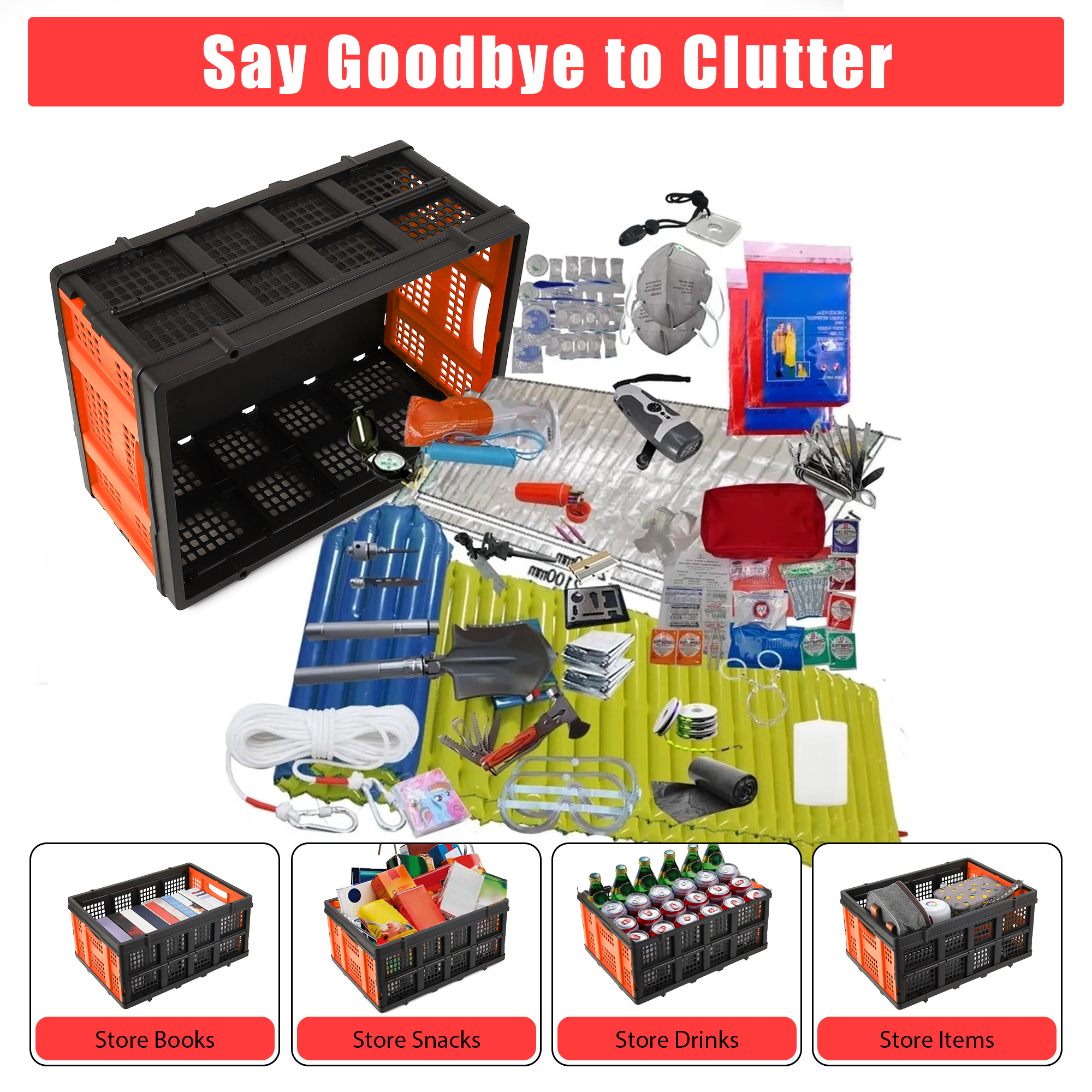 Heavy-Duty Collapsible Milk Crate with Handles – Image 2