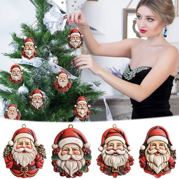 Decoraciones Navideñas onlyliua Árbol de Navidad Colgante Papá Noel Artesanía de Resina