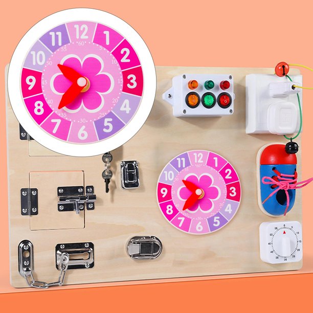 Material de tablero ocupado Montessori, juguetes de desarrollo multipropósito DIY Accs, regalos, material didáctico, tablero sensorial, piezas de reloj rosa Yotijar Material de tablero ocupado