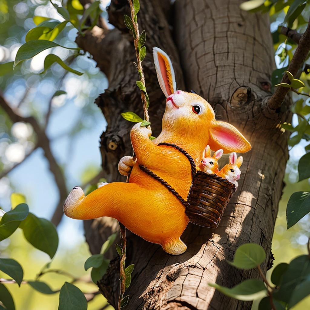 Outdoor Statues Garden Rabbit Sculpture 16x14cm Novelty Rabbit Ornament Climbing Rabbit Figurine for Balcony Landscaping Backyard Flower Bed