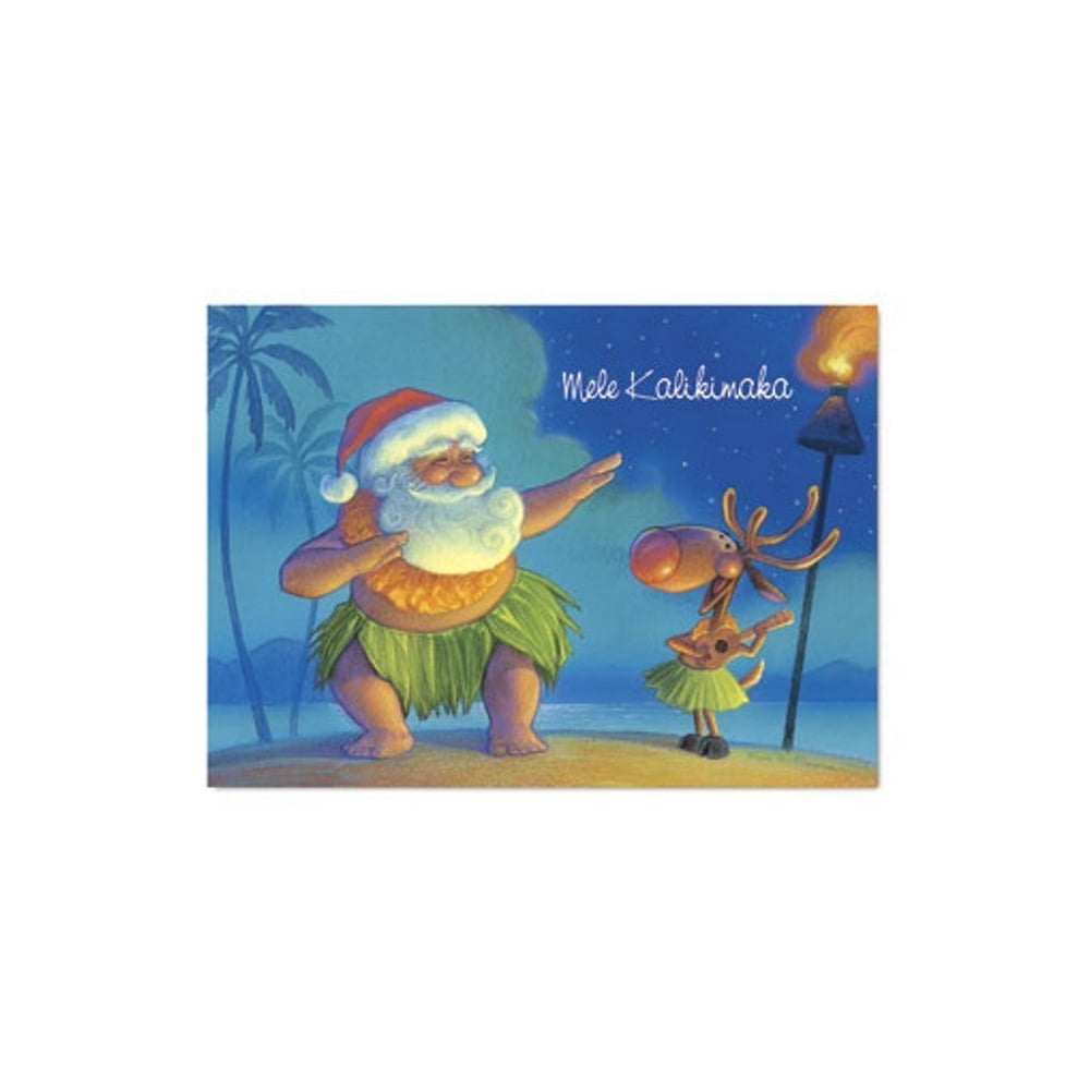 Santa Dances Hula Hawaiian Christmas Cards Box Of 12 Walmart