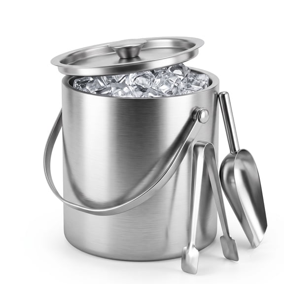 M Buder 3L Double Wall Ice Bucket, Stainless Steel Insulated Ice Bucket with Lid, Scoop for Parties & Cocktail Bar, Ideal for Gift