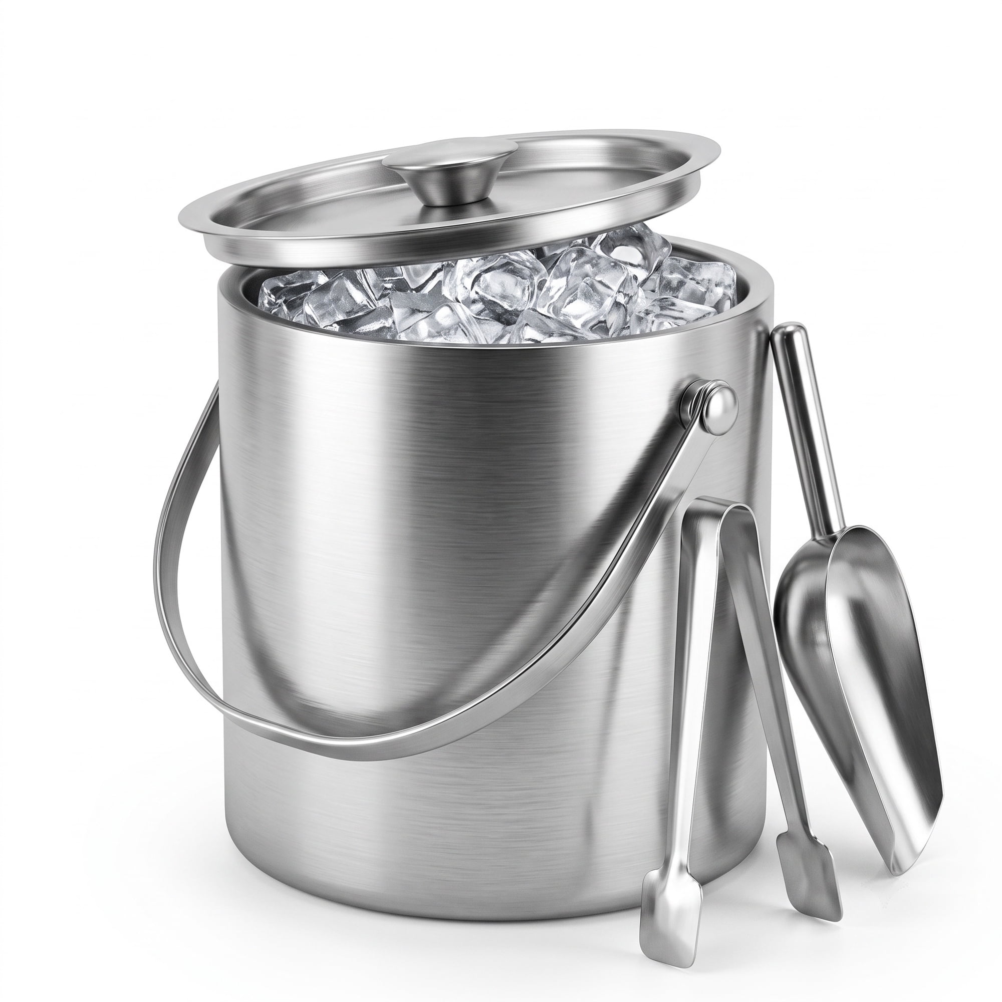 M Buder 3L Double Wall Ice Bucket, Stainless Steel Insulated Ice Bucket with Lid, Scoop for Parties & Cocktail Bar, Ideal for Gift