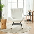 thumbnail image 2 of Fulvari Rocking Chair Teddy Fabric Upholstered Glider Chair High Back Armchair With Wood Legs For Living Room Bedroom Playroom, 2 of 8