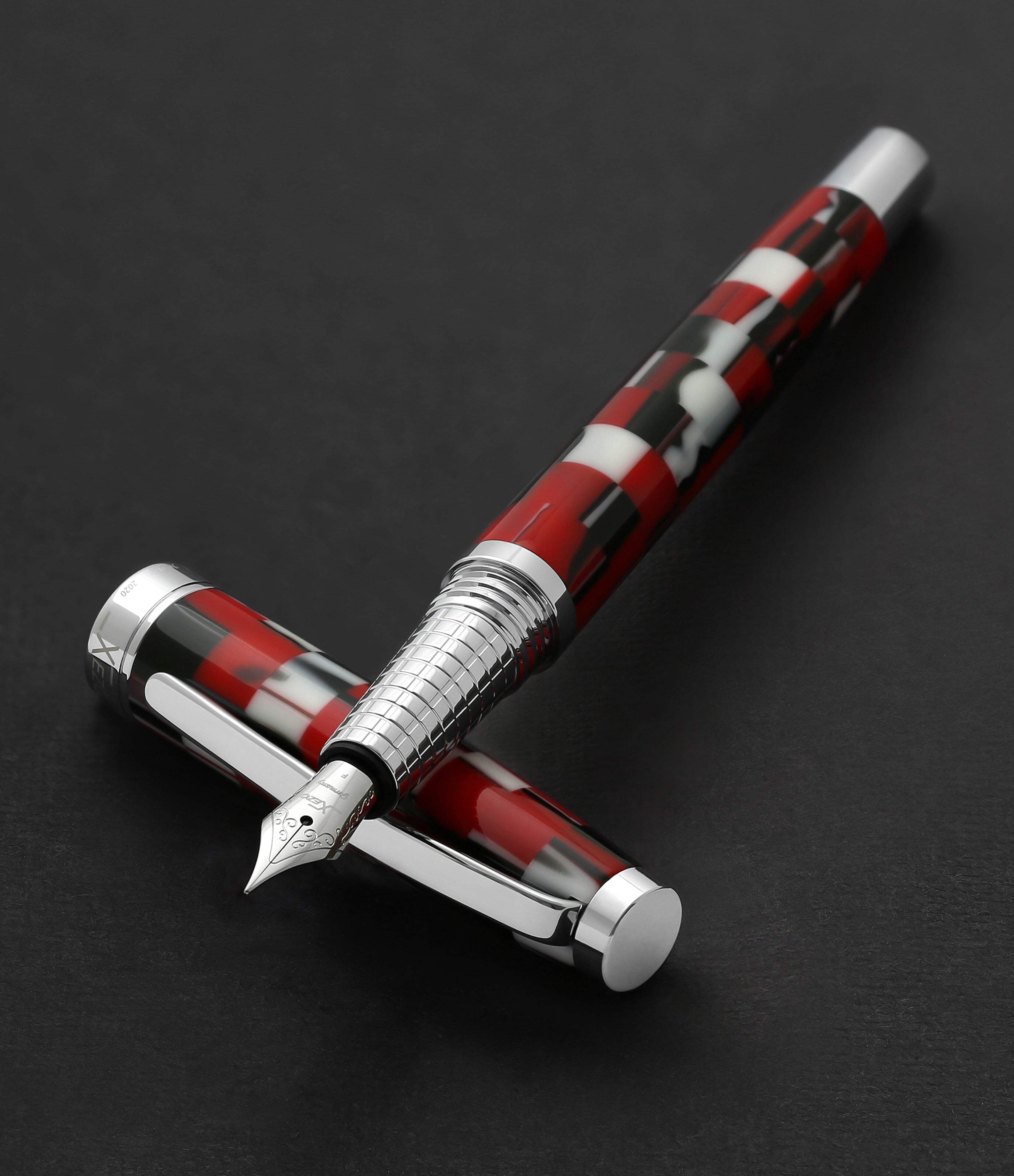 Xezo Urbanite II Acrylic  Brass Fountain Pen (Fine Nib) - Trek Red