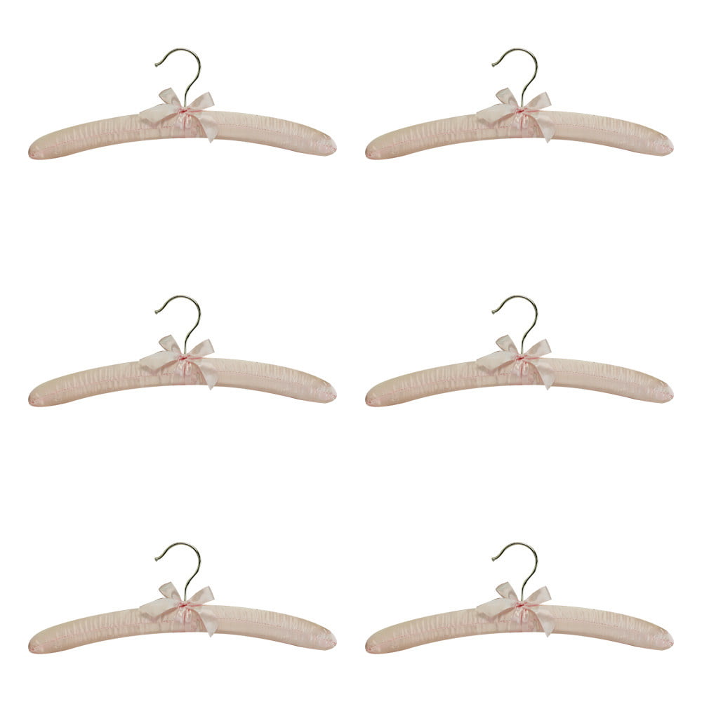 pink color --6pcs 10 Pink Baby Satin Padded Hangers