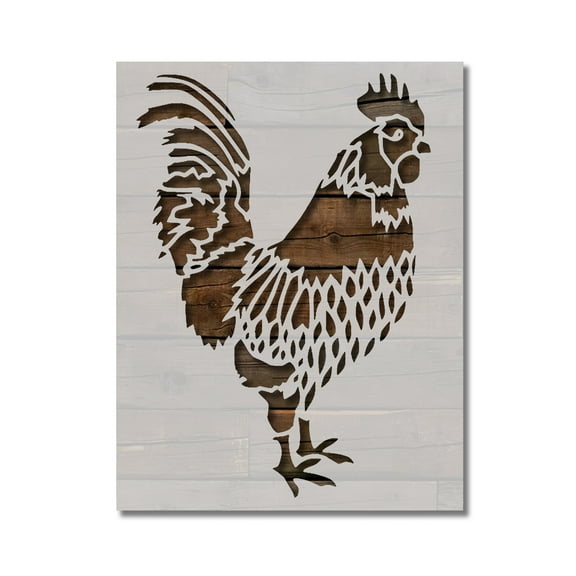Rooster Roosters Farm Country Bird Stencil Template Reusable 8.5 x 11 for Painting on Walls, Wood, Etc. By Stencilville