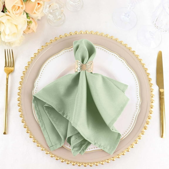 Efavormart SAGE GREEN |Pack of 5 | Premium 17" x 17" Washable Polyester Napkins Great for Wedding Party Restaurant Dinner Parties