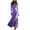 Purple, variant on VEKDONE Women's Maxi Dress Long Sleeve Button Down V Neck Vintage Dress Casual Ruffle Hem Side Split Western Long Dress Solid Color Slim Fit Dresses Purple XL