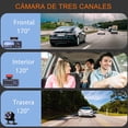 thumbnail image 2 of Dashcam para Auto, Dashcam 1080P，Camara para Carro, Frontal Interior y Trasera Grabra de Conducció, Grabacion en Bucle de 24 Horas, Detección de Movimiento por Vision Nocturna, 2 of 3
