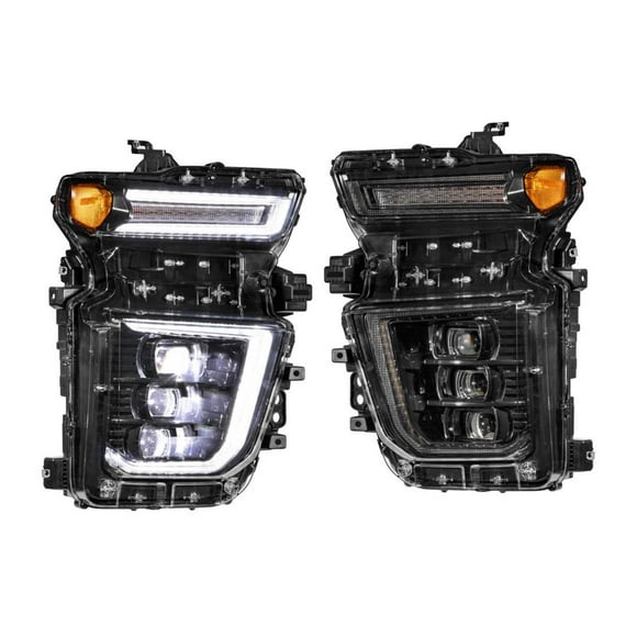 Morimoto Headlight Assembly LF547 XB; LED Bulb; High And Low Projector Beam; White DRL/Amber Side Marker Light; Polycarbonate Clear Lens; Black ABS Plastic Housing; SAE/DOT Approved