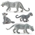 thumbnail image 1 of Juego de figuras realistas de leopardo de las nieves, 4 piezas, juguete infantil de PVC, 1 of 3