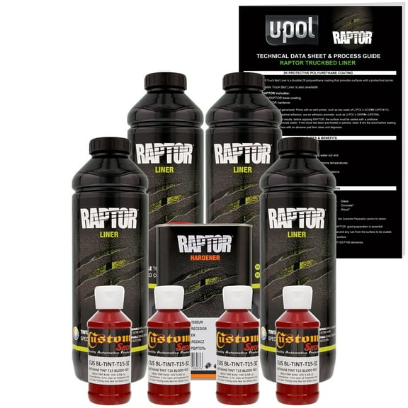Raptor Blood Red Urethane Spray-On Truck Bed Liner & Texture Coating, 4 Liters