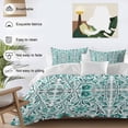 thumbnail image 3 of 3 Piece Teal Boho Duvet Cover Set Queen Size,Microfiber Comforter/Quilt Cover with Corner Ties and 2 Pillowcases,Ethnic Tribal Floral Abstract Art Aesthetics All Season Bedding with Zipper Closure, 3 of 8