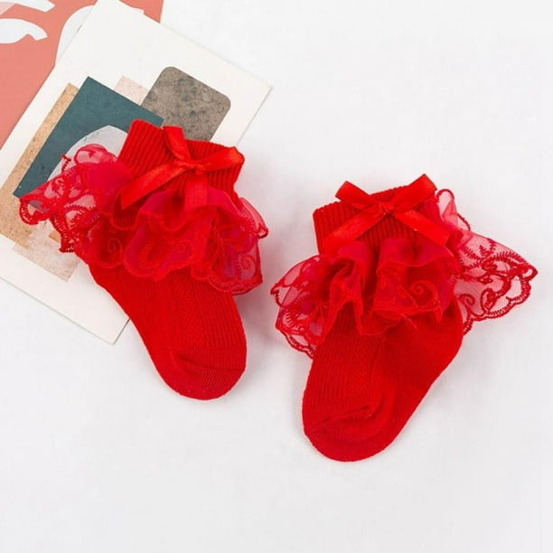 Newborn Baby Girls Princess Socks Lace Ruffle Frilly Ankle Dress Sock