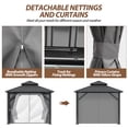 thumbnail image 3 of 8.5 X 8.5FT Hardtop Gazebo, Galvanized Steel Double Roof Gazebo with Nettings and Curtain Outdoor Aluminum Frame Vertical Stripes Roof Permanent for Patio, Backyard, Lawns, 3 of 6