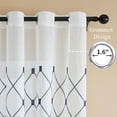 thumbnail image 5 of Topfinel White Sheer Curtains 90 inch Long Geometric Navy Embroidered Diamond Grommet Window Curtains for Living Room Bedroom,Tulle Window Drapes, Light Weight Soft Boho Curtains,54x90 inch,2 Panels, 5 of 7