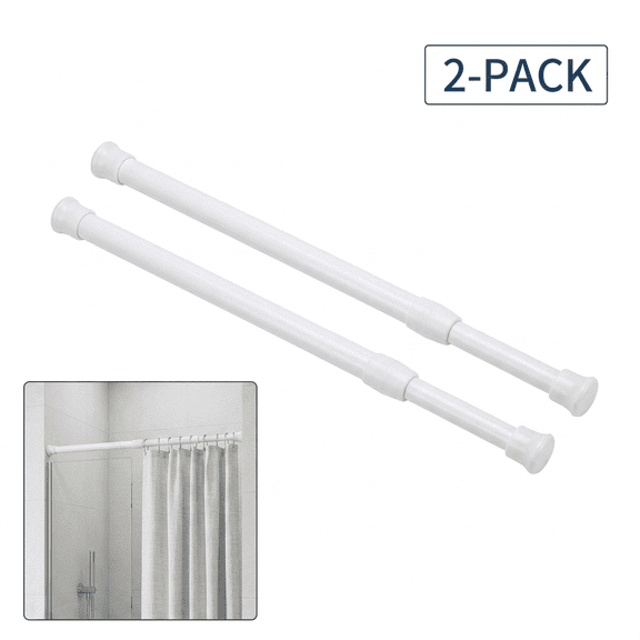 ROSEXIXI 2 Pack Curtain Rods No Drilling Adjustable Tension Rods 15.7-27.5 Inch for Closet Bathroom White