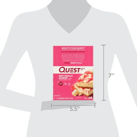(2 pack) (2 Pack) Quest Protein Bar, White Chocolate Raspberry, 20g Protein, 12 Ct