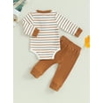 thumbnail image 3 of Baby Girls 2PCS Pants Sets Long Sleeve Button Romper Solid Color Drawstring Pants Sets, 3 of 8