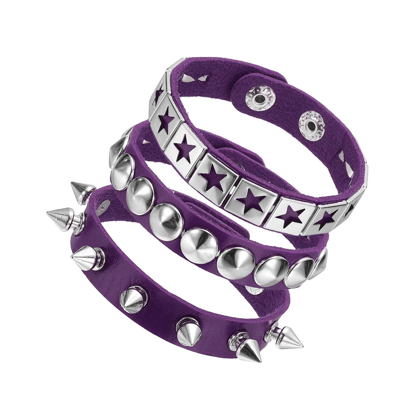 アクセサリー NVRFRGT CRYSTAL STUDDED LEATHER BRACEL Uxcell 3Pcs Rock Punk Spiked Leather Bracelet Set, 8.7