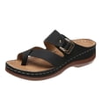 thumbnail image 2 of Women's Summer Plus-size Casual Slip- Sandals With Wedge And Metal Buckle Sandals Summer Sandals Black 35, 2 of 4