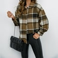 thumbnail image 2 of Otvok Womens Coat Plus Size Plaid Lapel Cardigan Long Sleeve Hoodless Jacket, 2 of 7