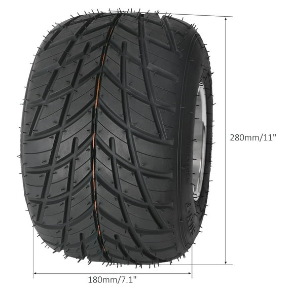 High Performace Go Kart Tire and Rim, 11x7.10-5 Go Kart Rear Wheel and Tire Fit Bolt Pattern 48mm w/ 3 Holes for Go Kart Drift Trike Buggy Racing Cart, Non-Slip Tread, Aluminum Alloy Rim (1)