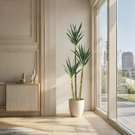 Homhougo Artificial Tree Faux Agave Plant, Tall Faux Plant in Pot with Lifelike Leaves and Bark Ideal for Home Living Rome Office Decor Housewarming Gifts, 160cm