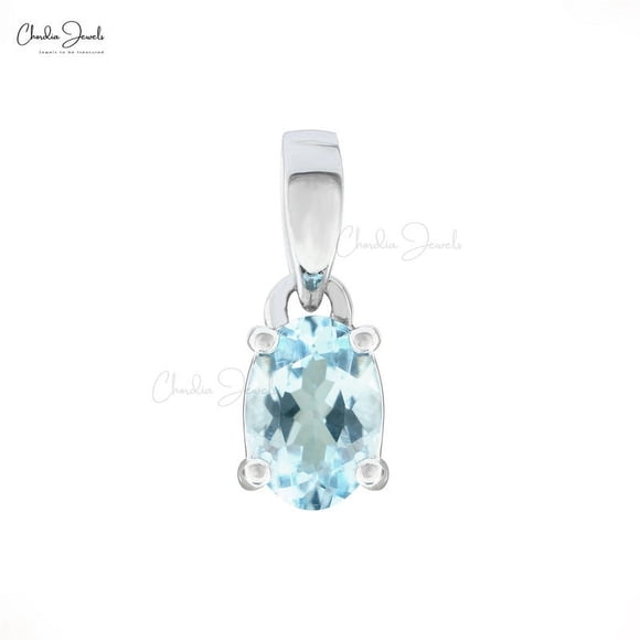 2.00 T.C.W Excellent Oval Cut Aquamarine Gemstone Beautiful Solitaire Necklace for Women in Solid 18K White Gold