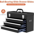 thumbnail image 4 of Portable Metal Tool Box, 3 Drawer Steel Tool Box with Top Storage Tray and carrying Handle, Multi-Function Tool Storage with Anti-slip Liner for Garage, Home, or Workbench (Black), 4 of 8