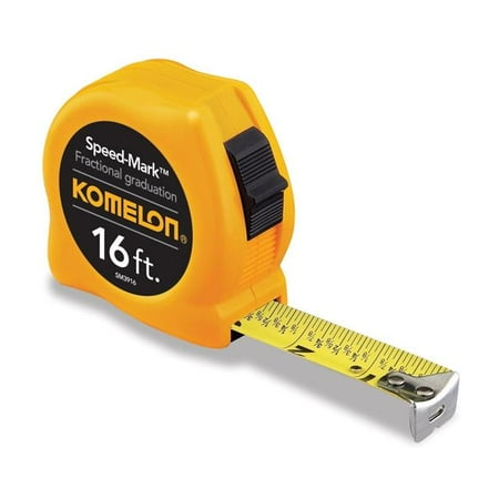 Komelon USA 416-SM3916 16 ft. Speed Mark Acrylic Coated Steel Blade Tape Measure - Yellow Case