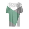 thumbnail image 3 of Tshirts Women Trendy Women's T Shirt Tee Print Button Short Sleeve Daily Weekend Fashion Basic V- Neck Regular Top, 3 of 4