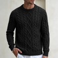 thumbnail image 2 of Mens Cable Knit Pullover Sweater Crew Neck Long Sleeve Cable Fisherman Sweaters Black XXL, 2 of 4