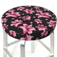 thumbnail image 3 of Hirioo Lilies Flowers for Round Bar Stool Seat Covers Washable Stool Cushion Slipcover Elastic Bar Chair Covers for 12-14 Inch Chair-12 inch, 3 of 7