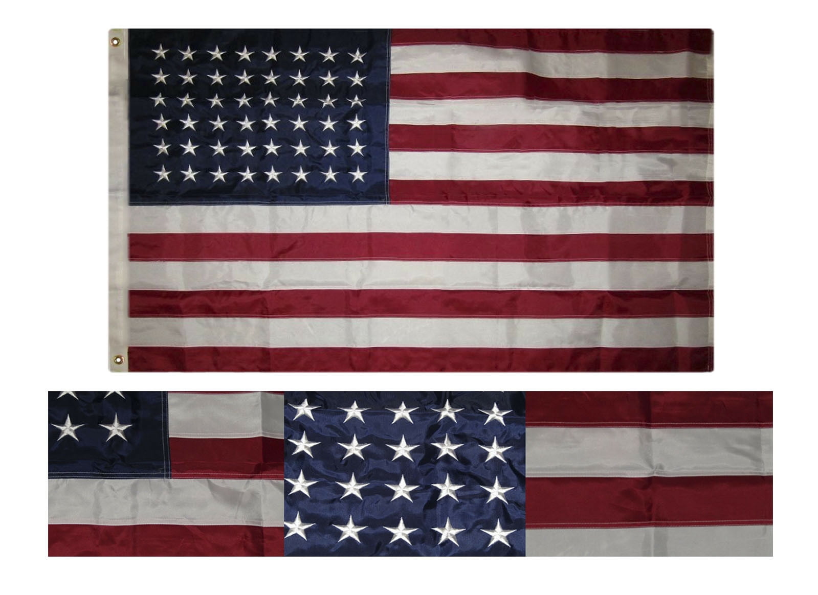 USA 8ft X 20inch PULL DOWN BANNER SEWN stripes NYLON EMBROIDERED NEW American 
