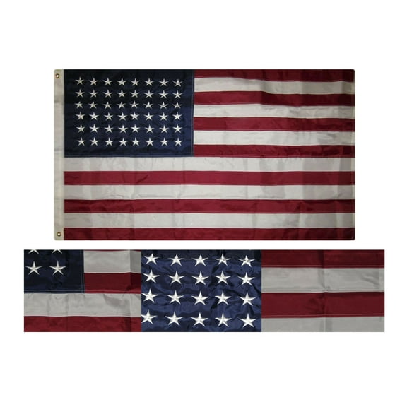 3x5 Embroidered USA American 48 Star Sewn Nylon Flag Stars 3'x5' Old Glory 210D
