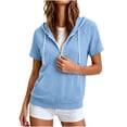 thumbnail image 3 of Frostluinai Women's Short Sleeve Half Zipper Hoodie Casual Raglan Pullover Basic Solid Lightweight Fall Sweatshirts with Pocket S-XXL, 3 of 9