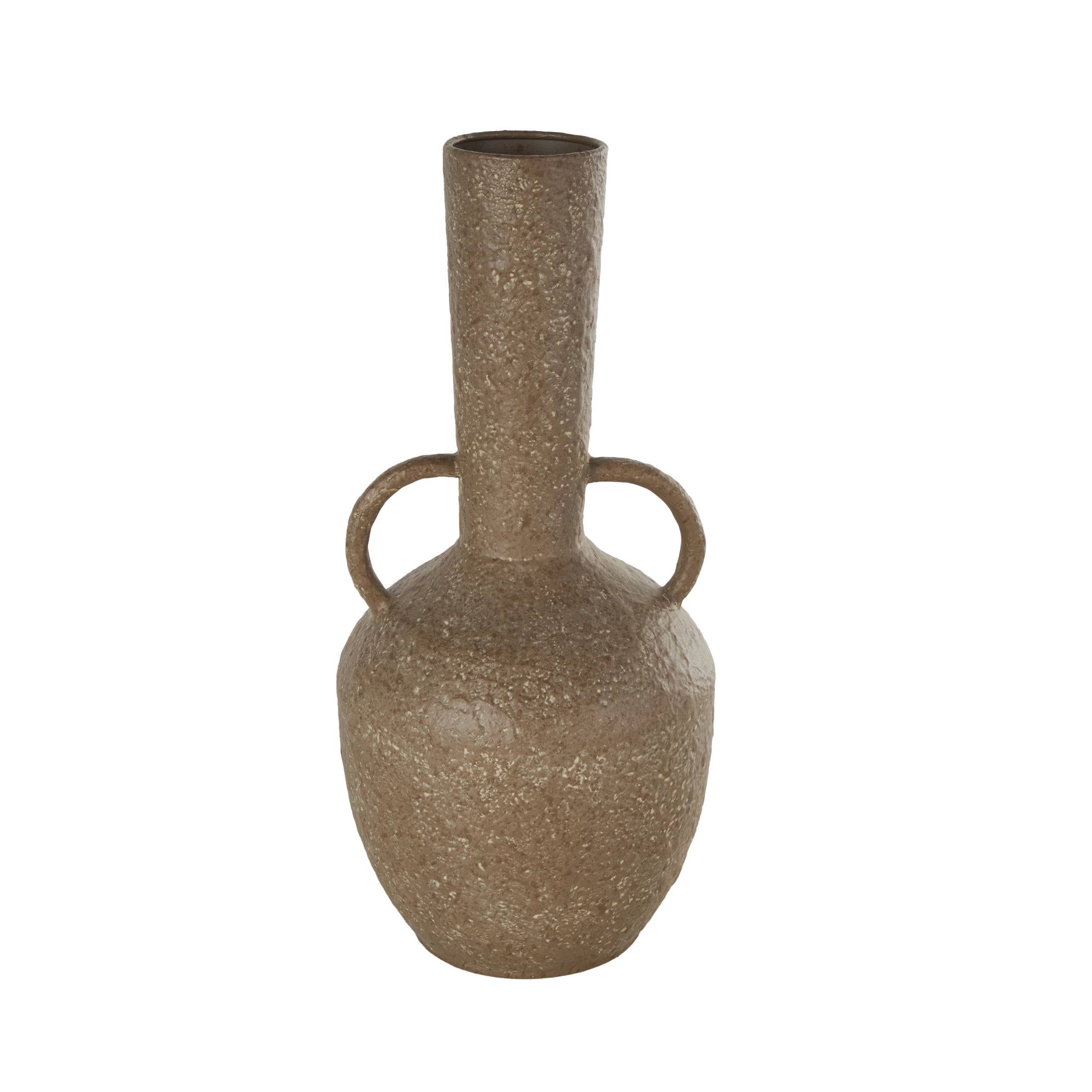 DecMode 17" Antique Inspired Brown Metal Vase with Handles