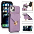thumbnail image 6 of Crossbody Wallet Women Case for iPhone 15,[RFID Blocking] Credit Card Holder with Should Strap,Premium PU Leather Purse Metal Buckle Folio Flip Cover For iPhone 15, Purple, 6 of 8