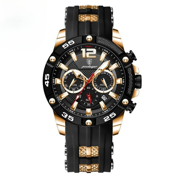Explojoy Men's Luxury Chronograph Watch – Waterproof Quartz with Silicone Strap