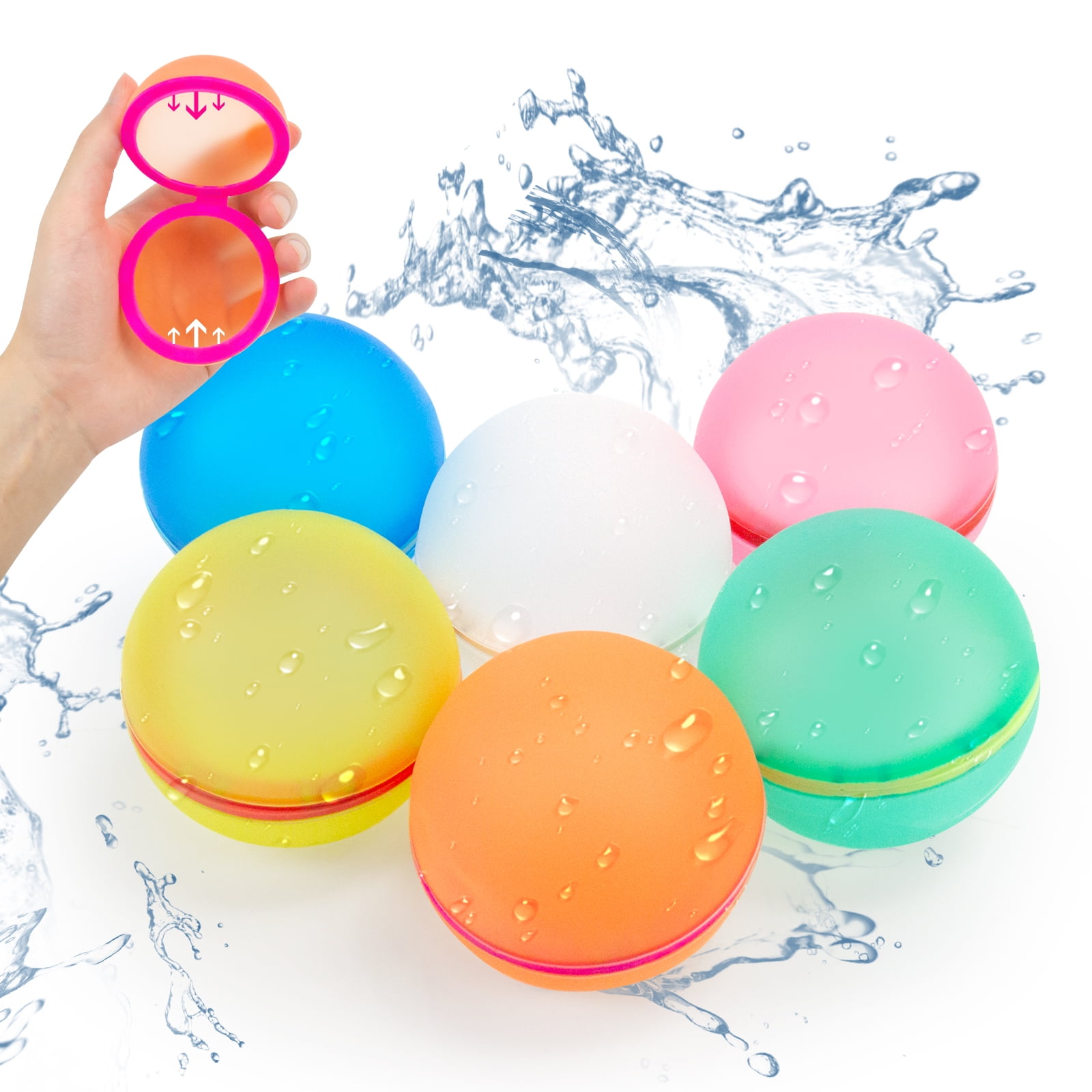 6PCS Reusable Water Balloons, LatexFree Silicone Quick SelfSealing
