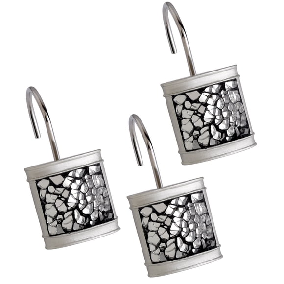 Ganchos para cortinas de ducha Creative Scents, cristal craquelado, plata
