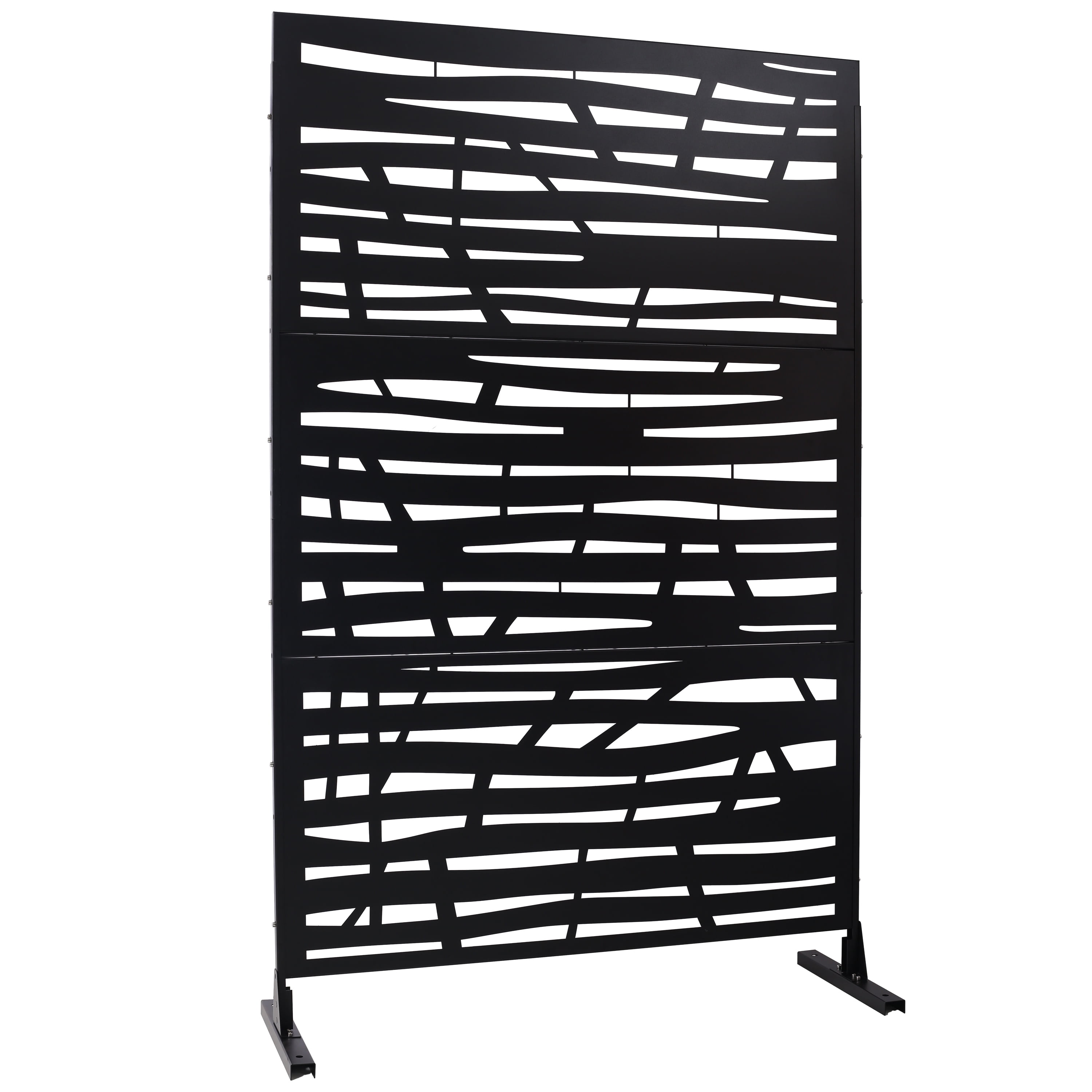 Outdoor Decor Privacy Screen, 76"Hx48"W Freestanding Metal Room Divider for Deck Balcony, Rust Red