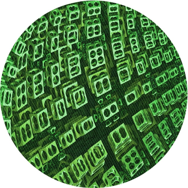 Ahgly Company Machine Washable Indoor Round Transitional Deep Emerald Green Area Rugs, 3' Round