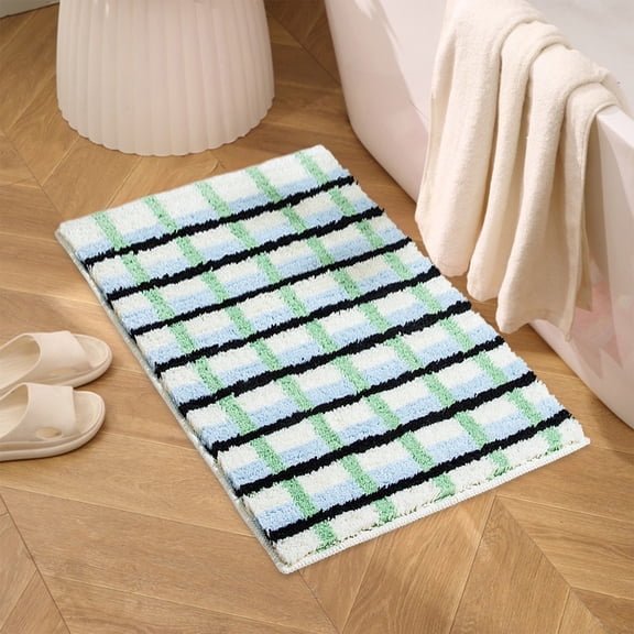 ToyKingdee Bathroom Rug Mat, Extra Soft Absorbent Non-Slip Washable Plush Fluffy Shaggy Microfiber Bath Mat for Bathroom Floor, Aesthetic Small Bedroom Rug