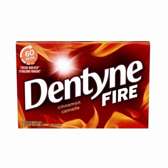 Dentyne Fire, Cinnamon Sugarfree Gum Pack, 12 Pieces, Bold Cinnamon Gum, Fresh Breath for 60 Minutes