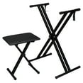 thumbnail image 1 of LNGOOR  Double X Keyboard Stand and Bench Set  Adjustable Height Digital Piano Stand with Lockable Straps for 49 61 76 88 Keys, 1 of 7