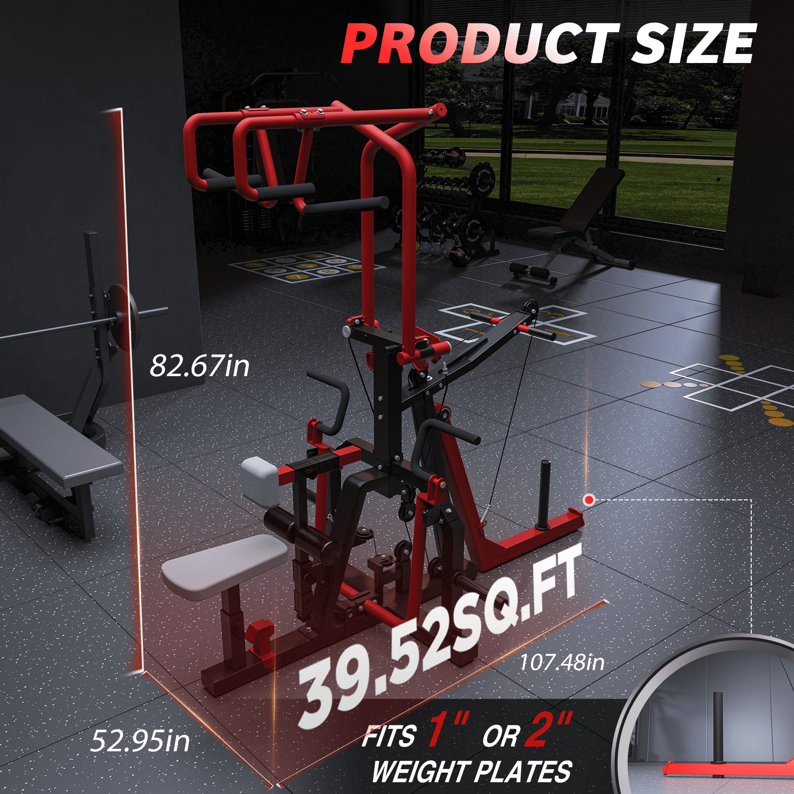 YODOLLA 3-in-1 LAT Pull Down Machine, Scissor-Style Back Workout Machine with Seated Row & Tricep Training, Plate Loaded LAT Tower with Cable Row Attachment for Home Gym