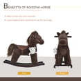 thumbnail image 4 of Qaba Kids Plush Ride-On Rocking Horse with Bear Toy, Children Chair with Soft Plush Toy & Fun Realistic Sounds, Brown, 4 of 9